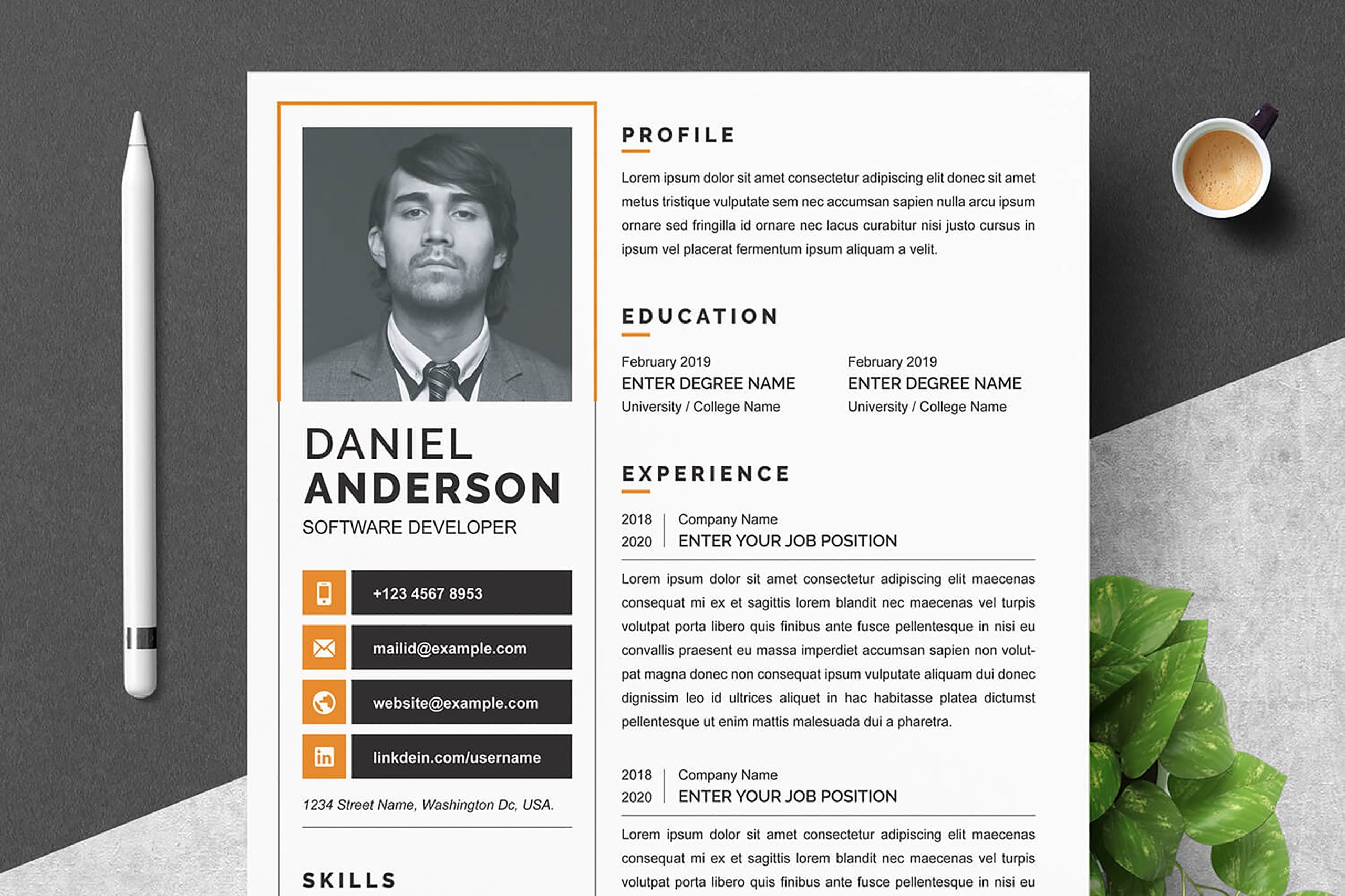 Modern Resume Template Word CV 2319671 