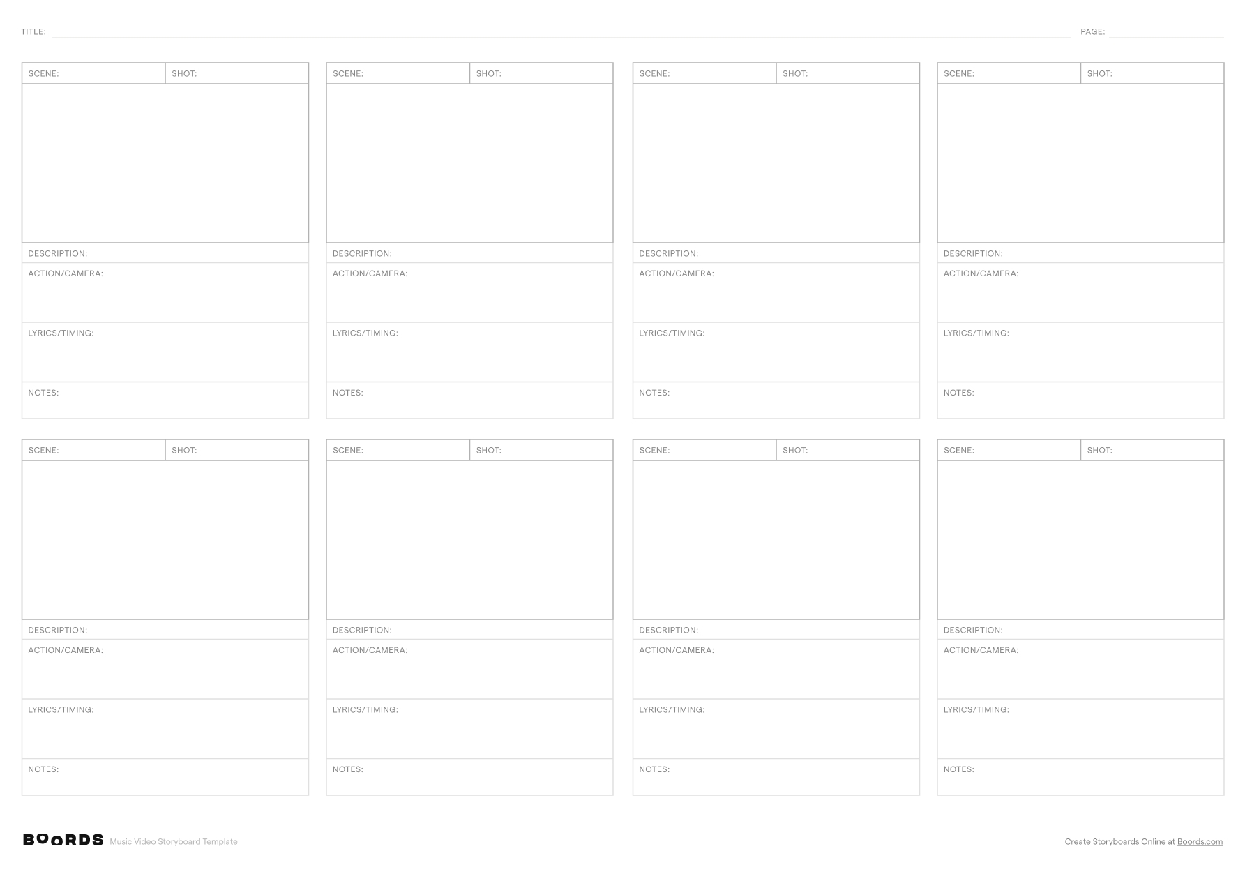 Music Video Storyboard Templates FREE Download Boords