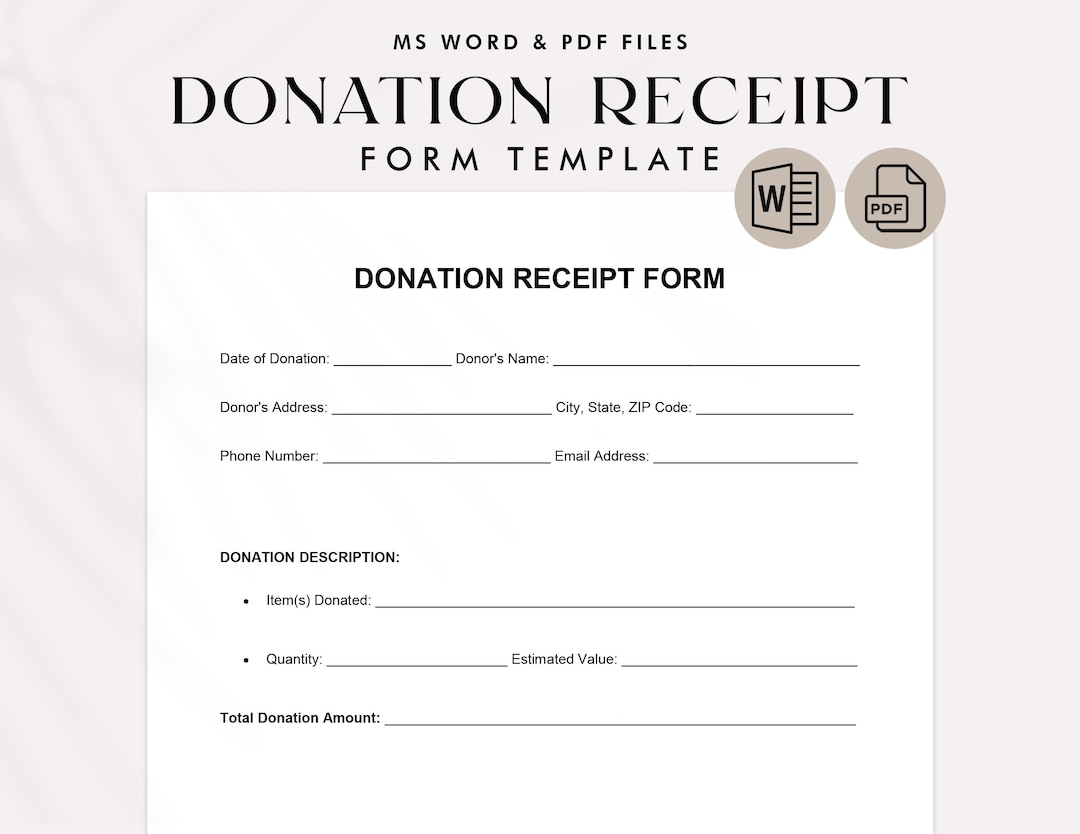 Nonprofit Donation Receipt Printable Donation Receipt Forms Charity Donation Receipt Donation Receipt Template Etsy Ireland
