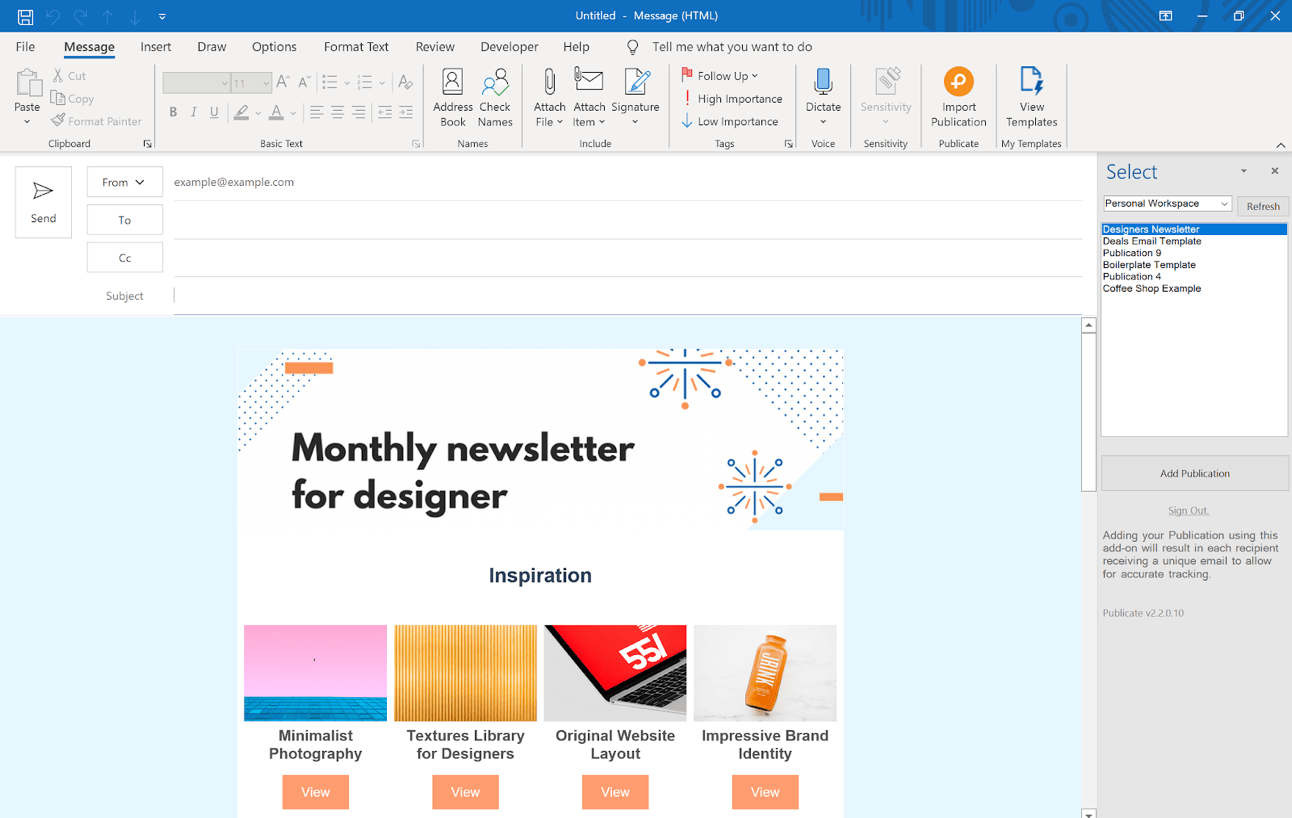 Outlook HTML Email Builder Publicate Outlook HTML Email Builder Publicate