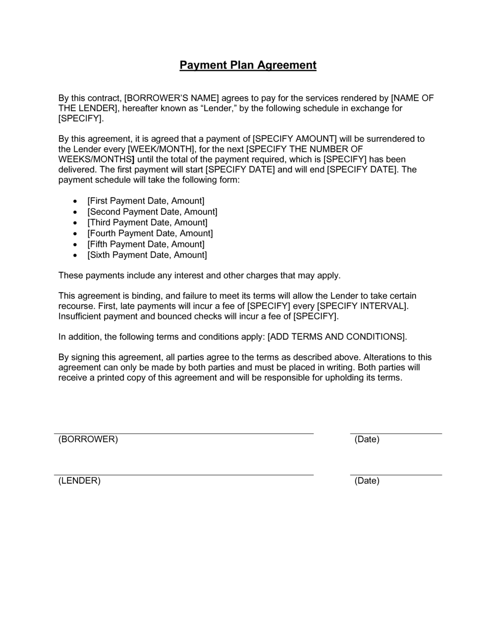 Payment Plan Agreement Template Free Word PDF Payment Plan Agreement Template Free Word PDF