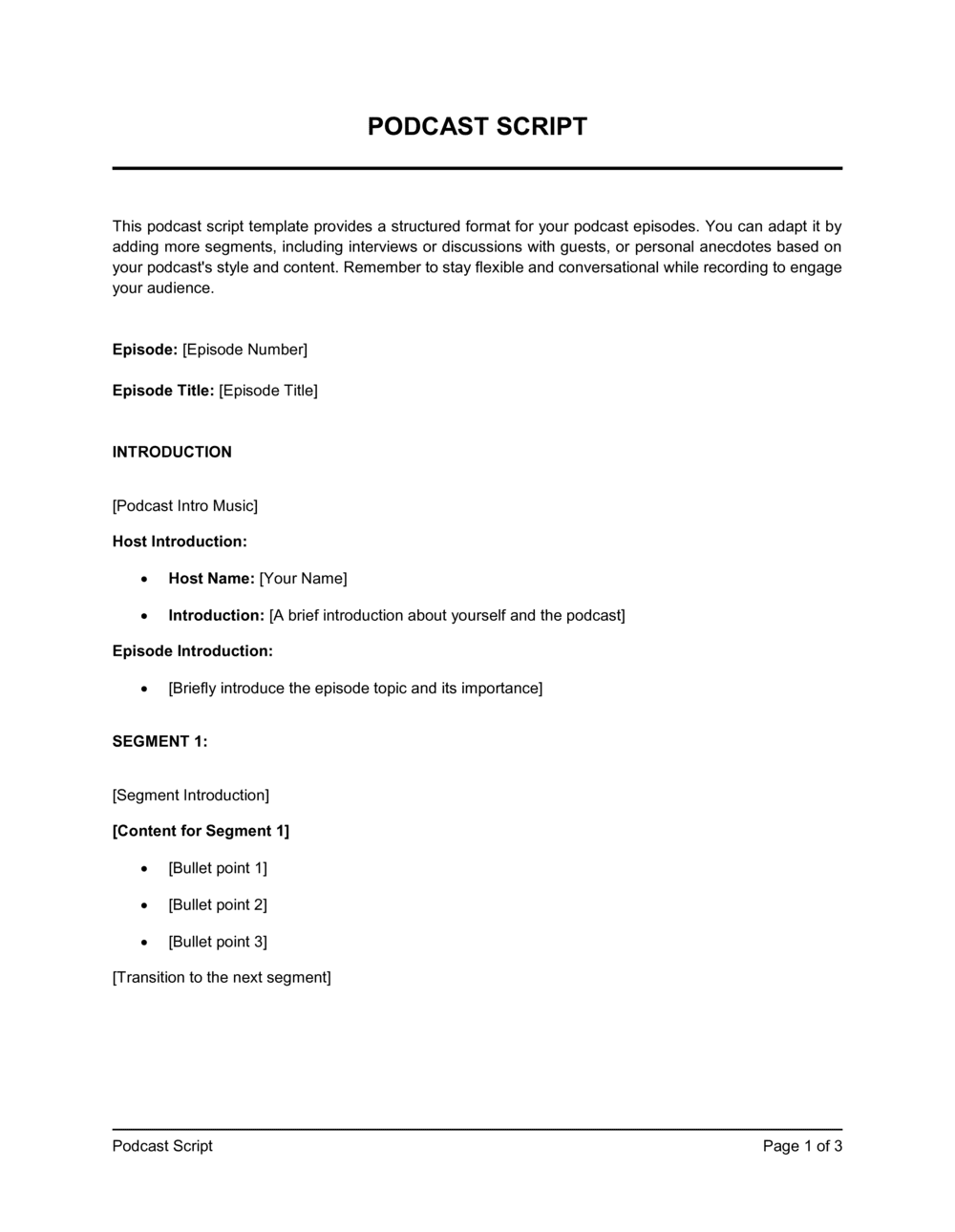 podcast outline template