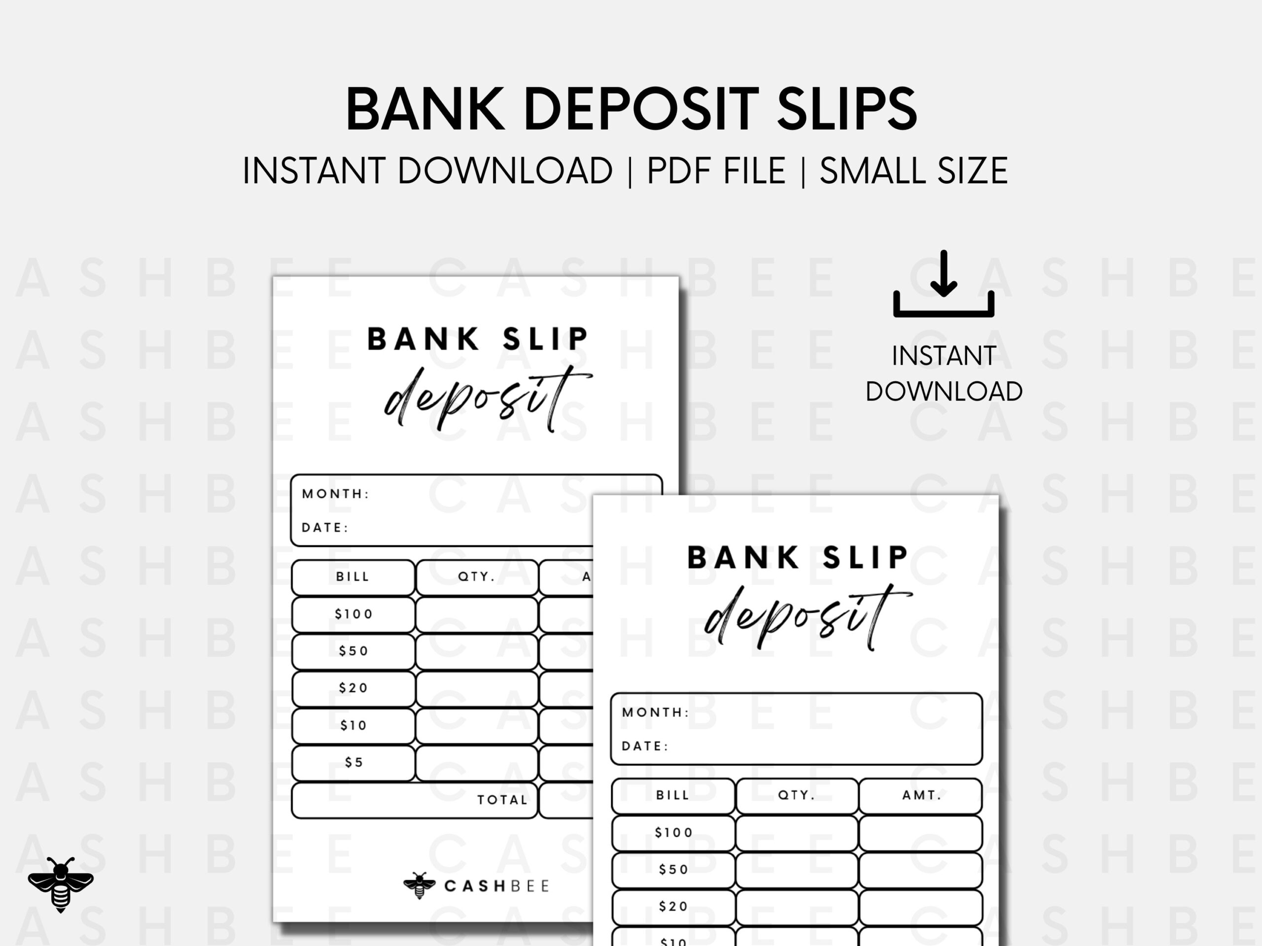 PRINTABLE Bank Deposit Slips Wallet Size Instant Download PDF File Etsy