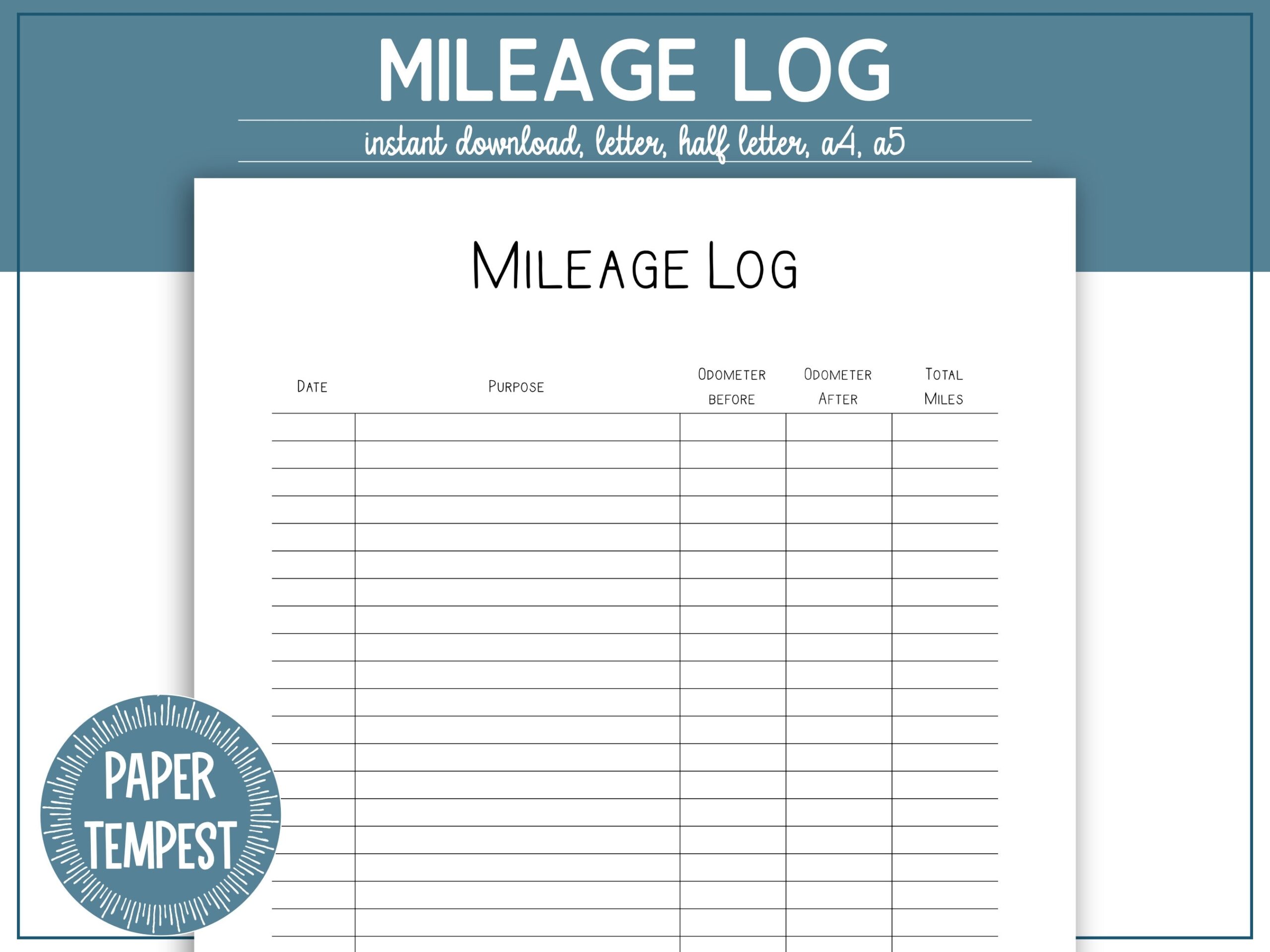 mileage chart template