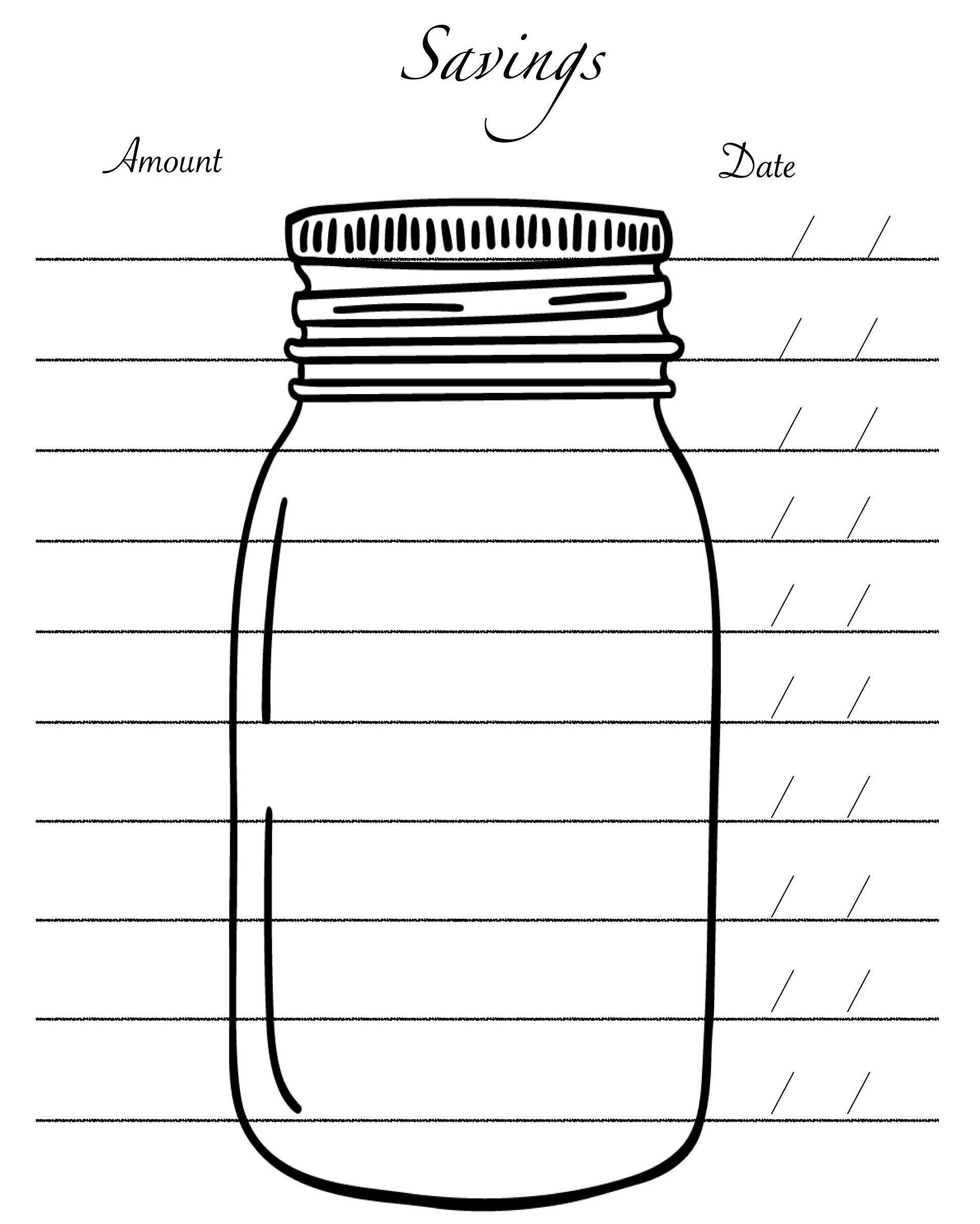 Printable Savings Jar Mason Jar Savings Tracker Planner Insert Etsy