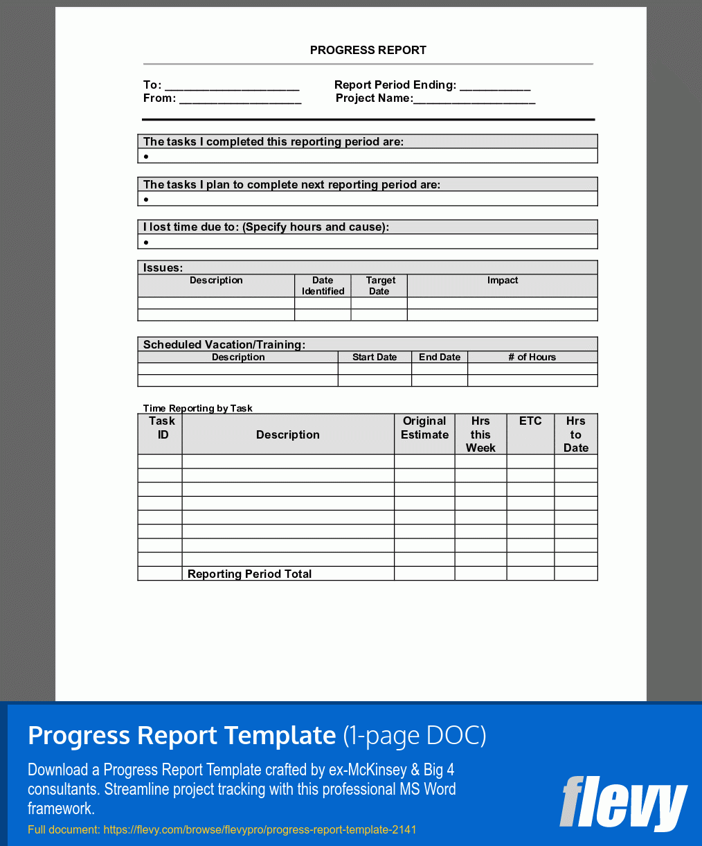 Progress Report Template Word Progress Report Template Word