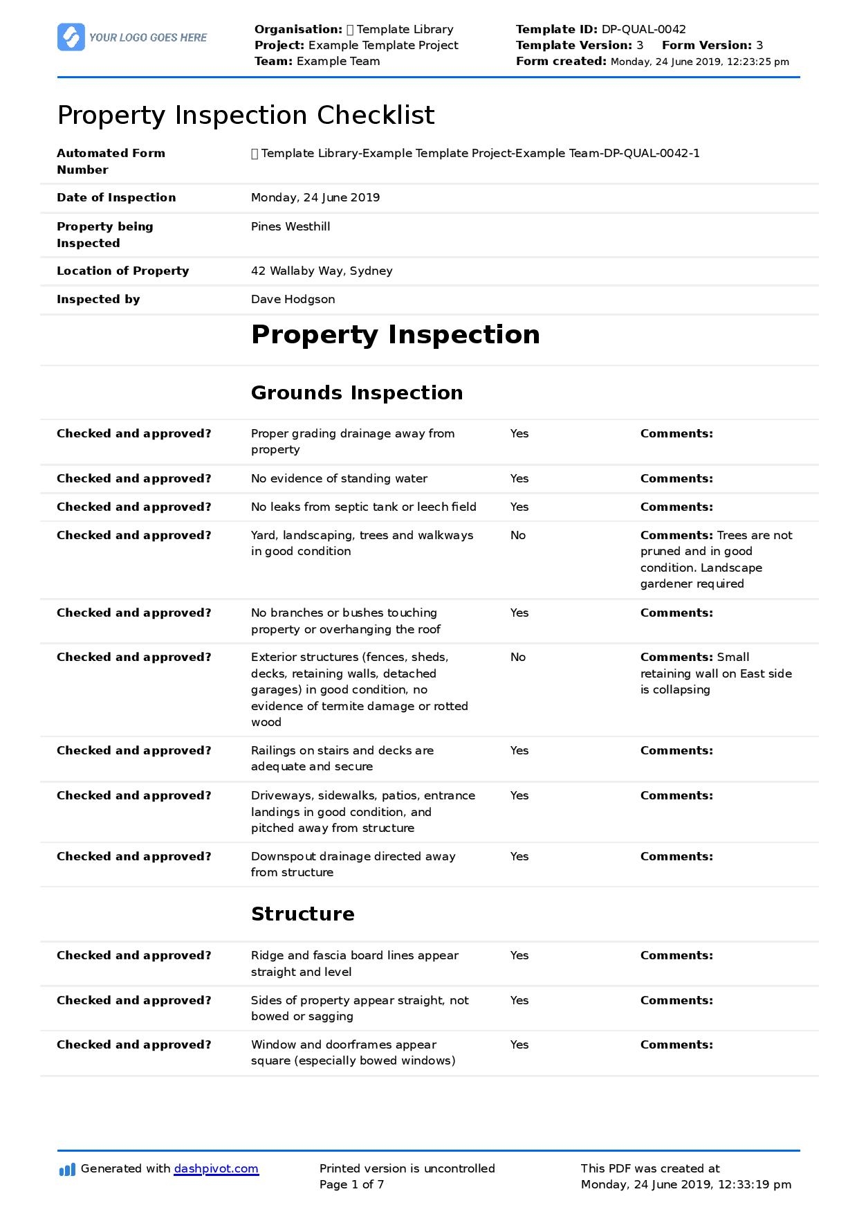 Property Inspection Checklist Template Better Than PDF Or Excel 