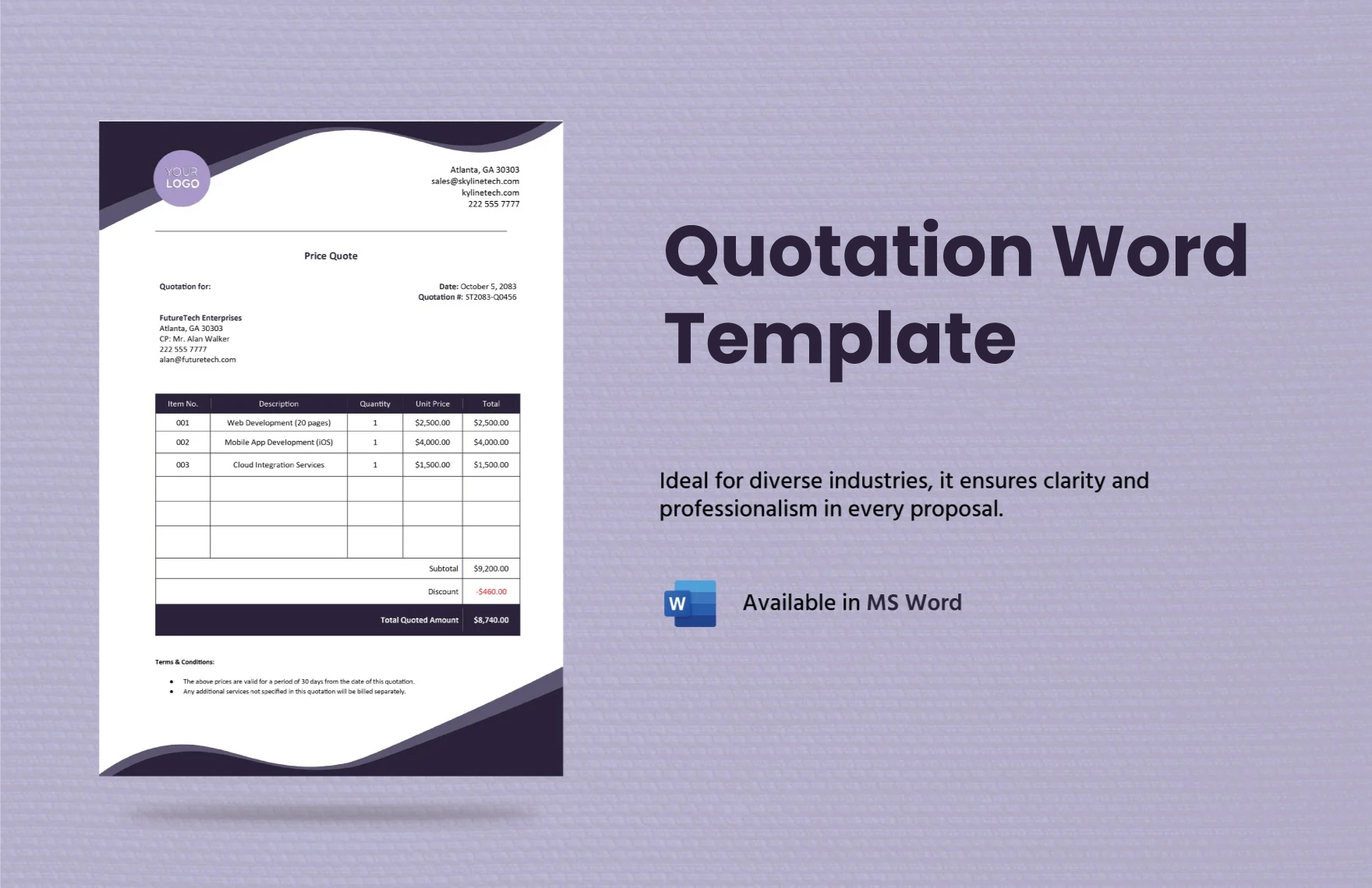 Quotation Word Template In Word Pages Download Template