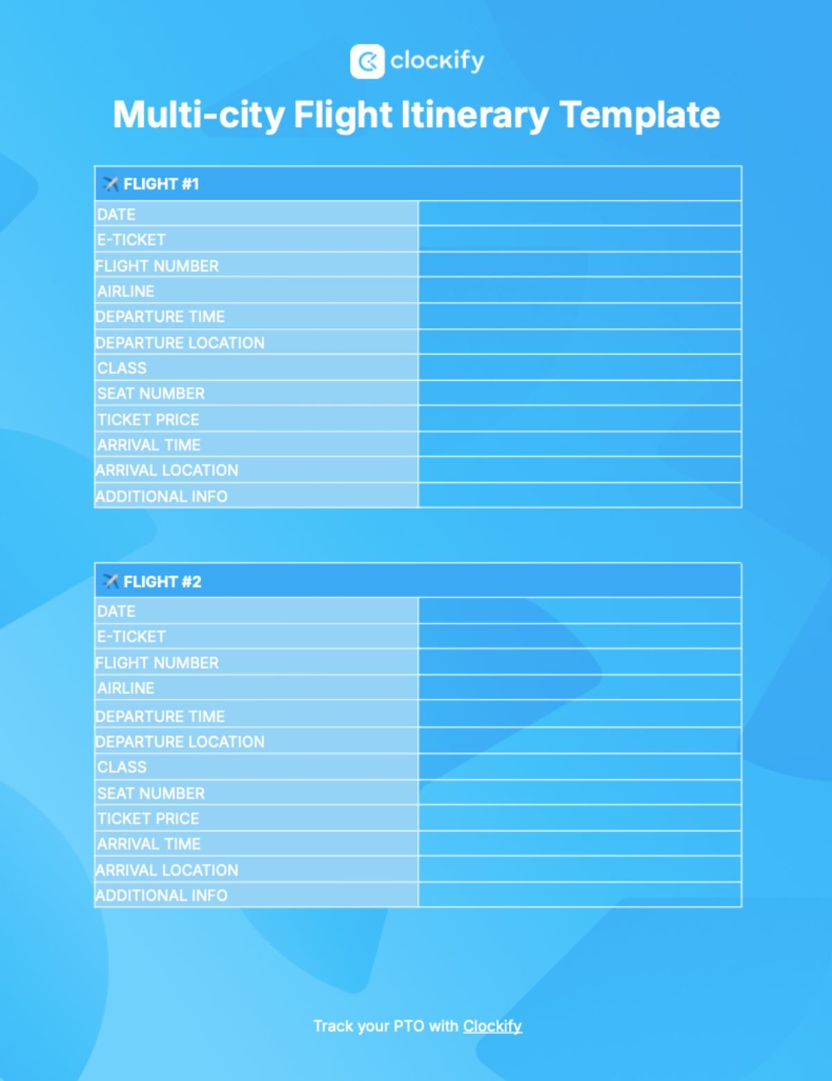 flight itinerary template