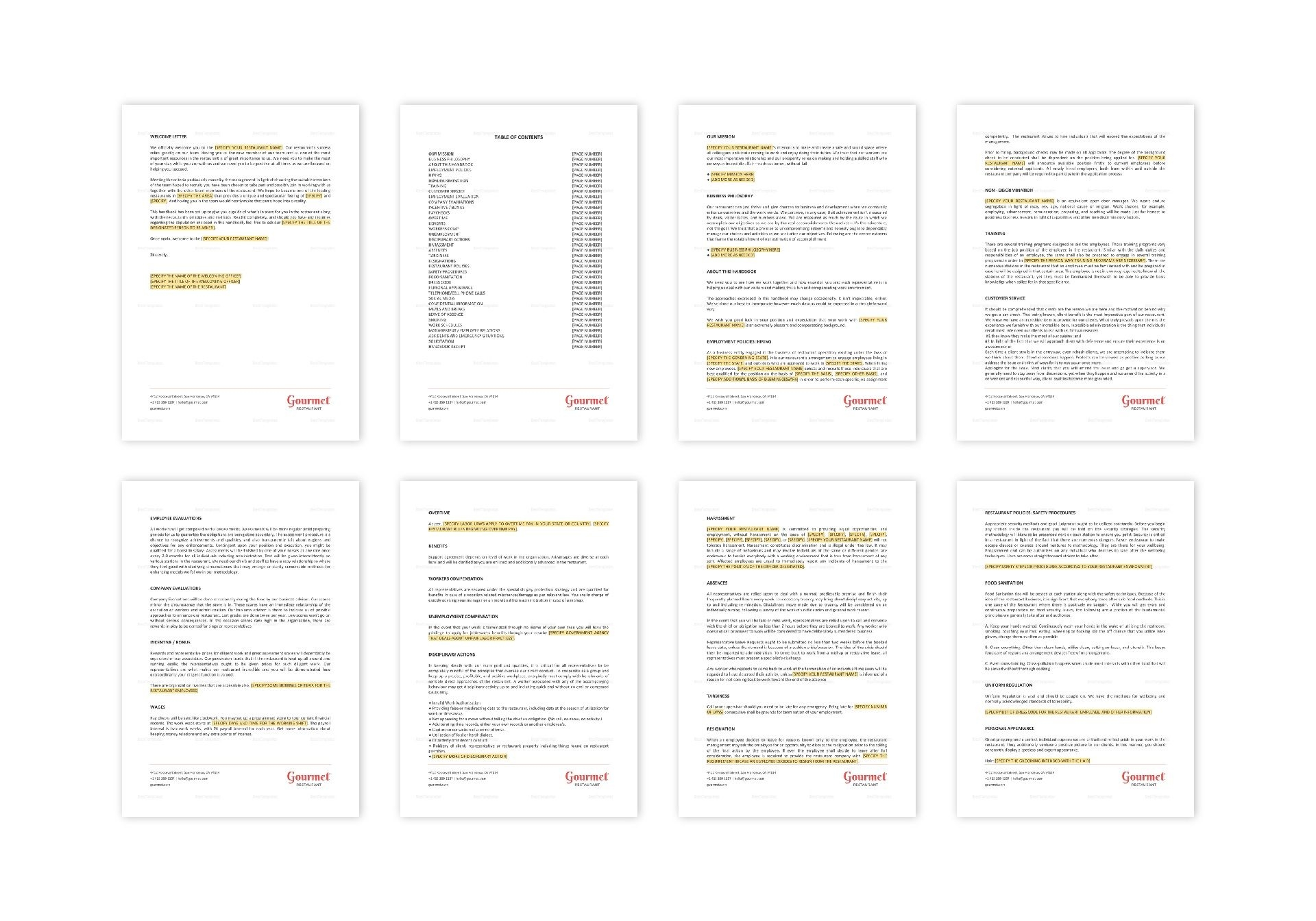 Restaurant Employee Handbook Template Best Templates