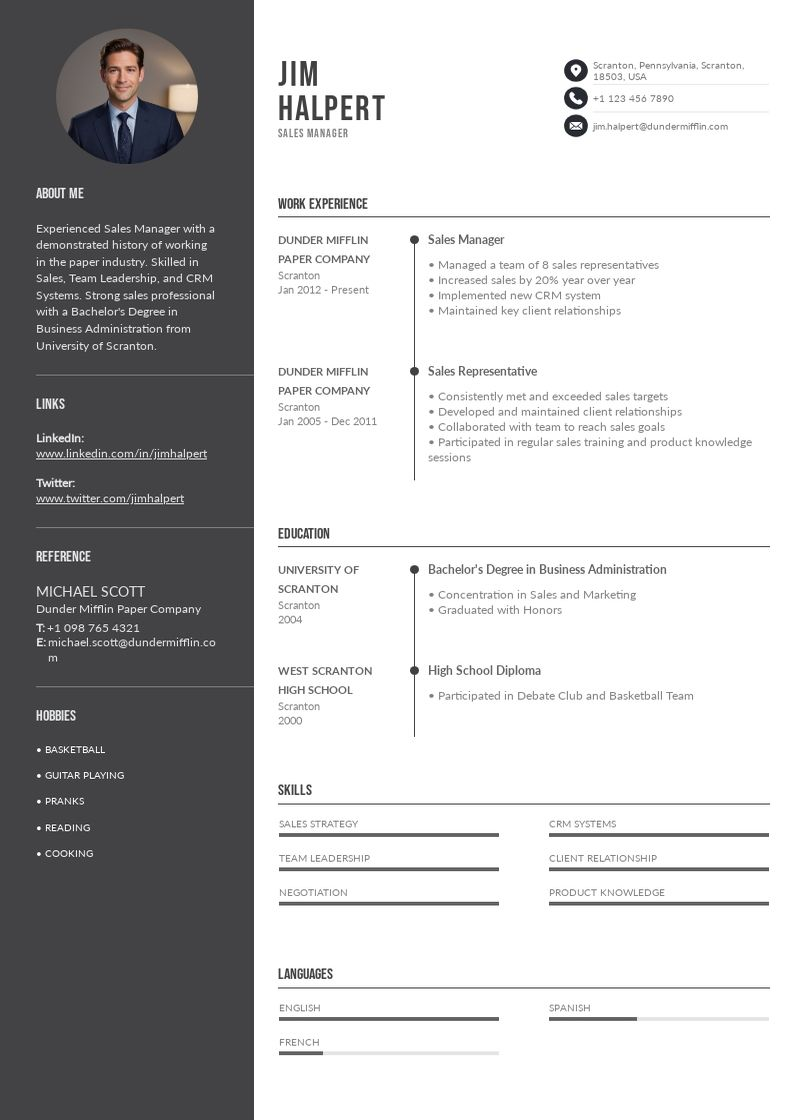 sales resume template