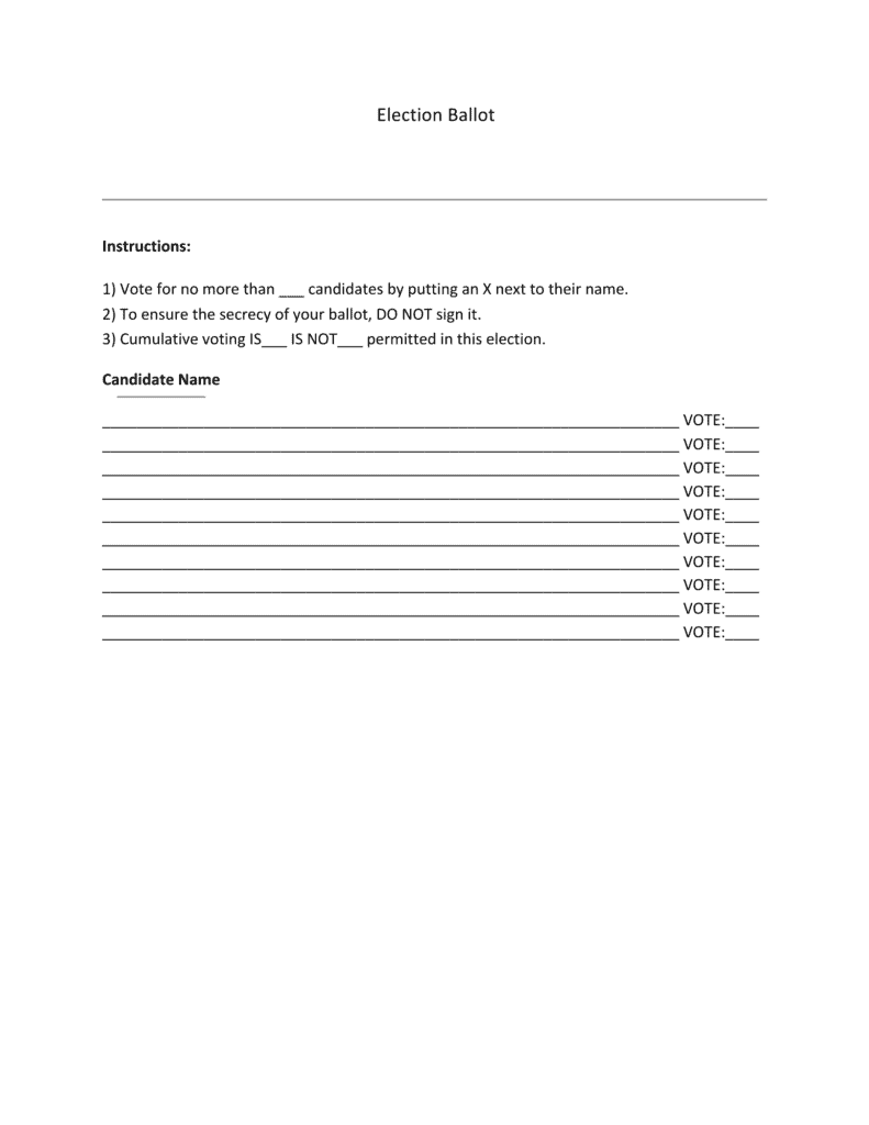 Sample Ballot For HOA Board Of Directors Kuester Management