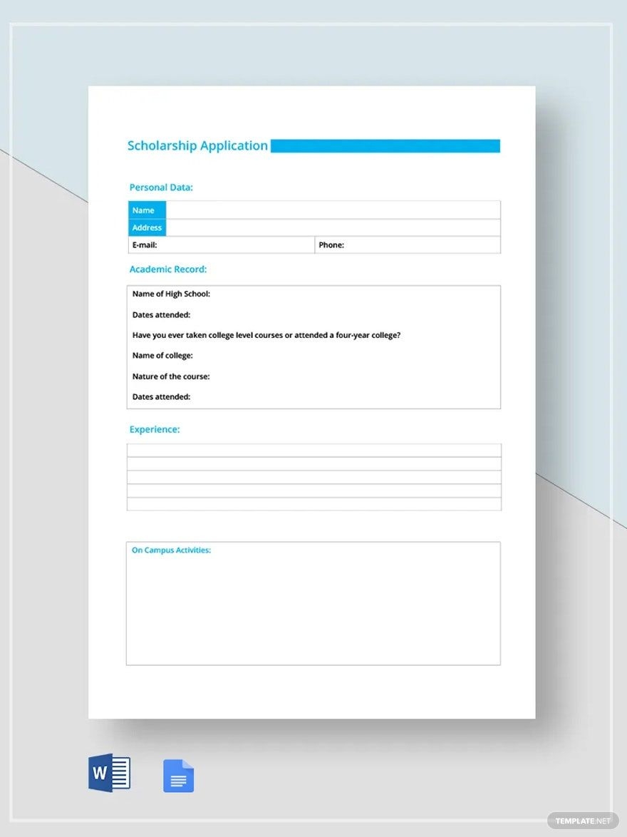 Scholarship Application Form Template In Word PDF Google Docs Download Template Scholarship Application Form Template In Word PDF Google Docs Download Template