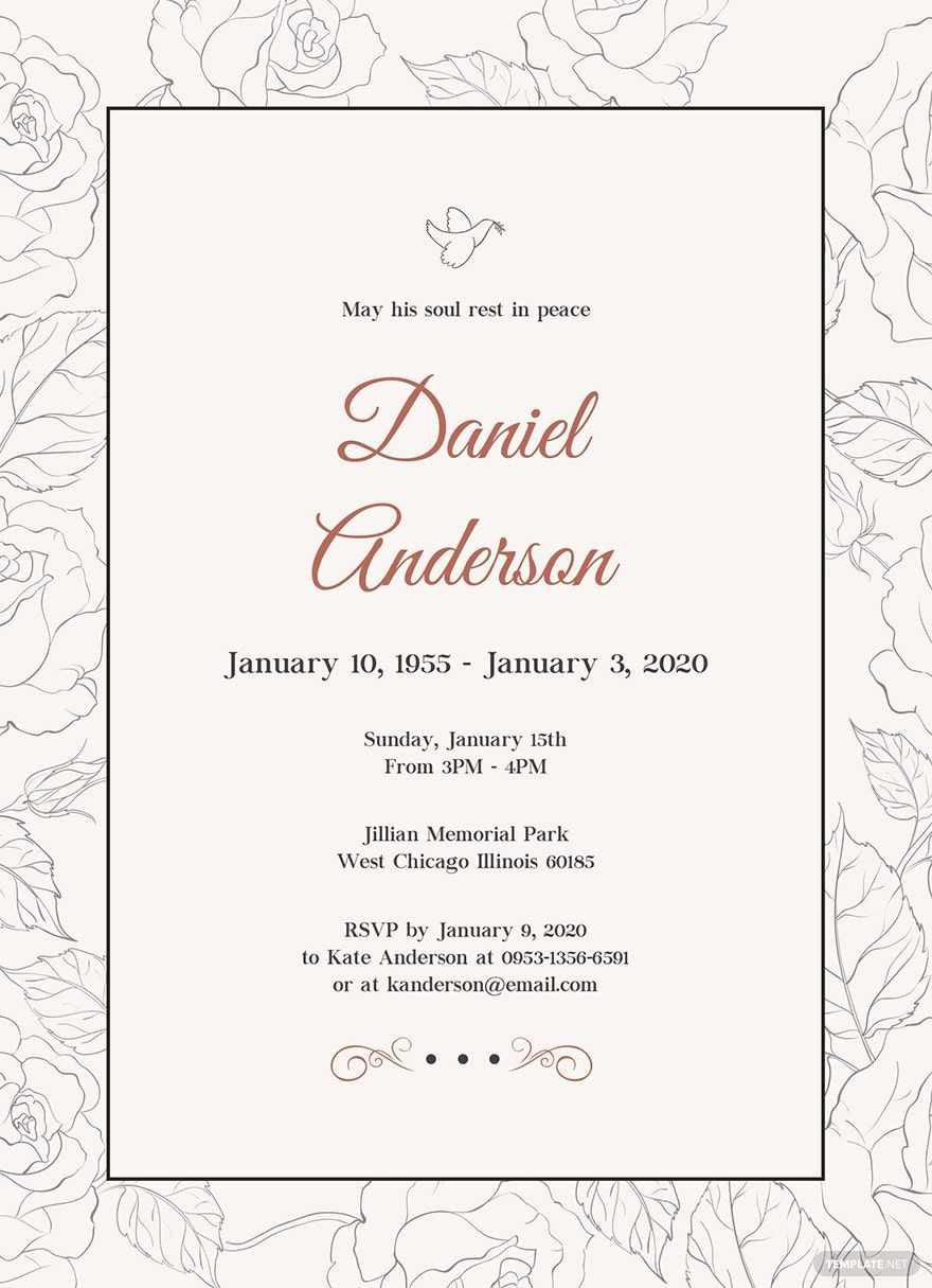 Simple Funeral Invitation Template In Photoshop Illustrator InDesign Pages Word Publisher Google Docs Download Template