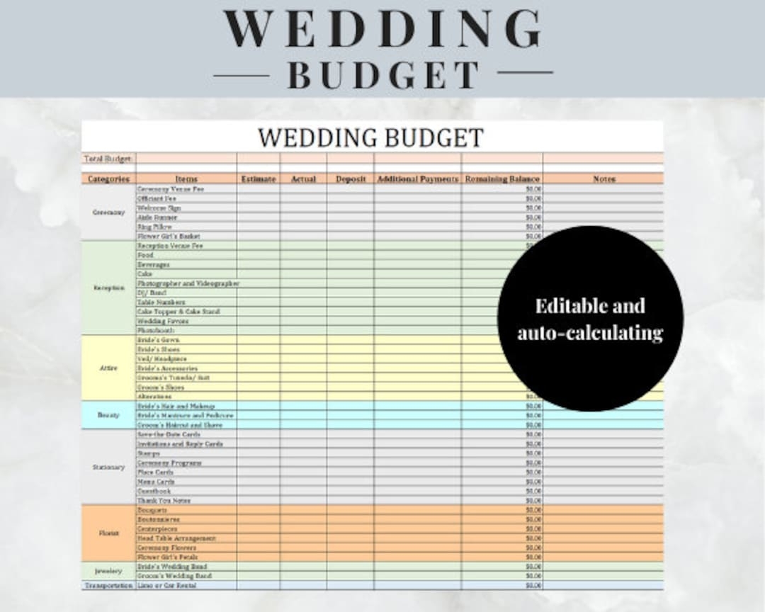 Simple Wedding Budget Template Editable And Auto calculating Wedding Budget Instant Download Track Expenses For Wedding Etsy Simple Wedding Budget Template Editable And Auto calculating Wedding Budget Instant Download Track Expenses For Wedding Etsy