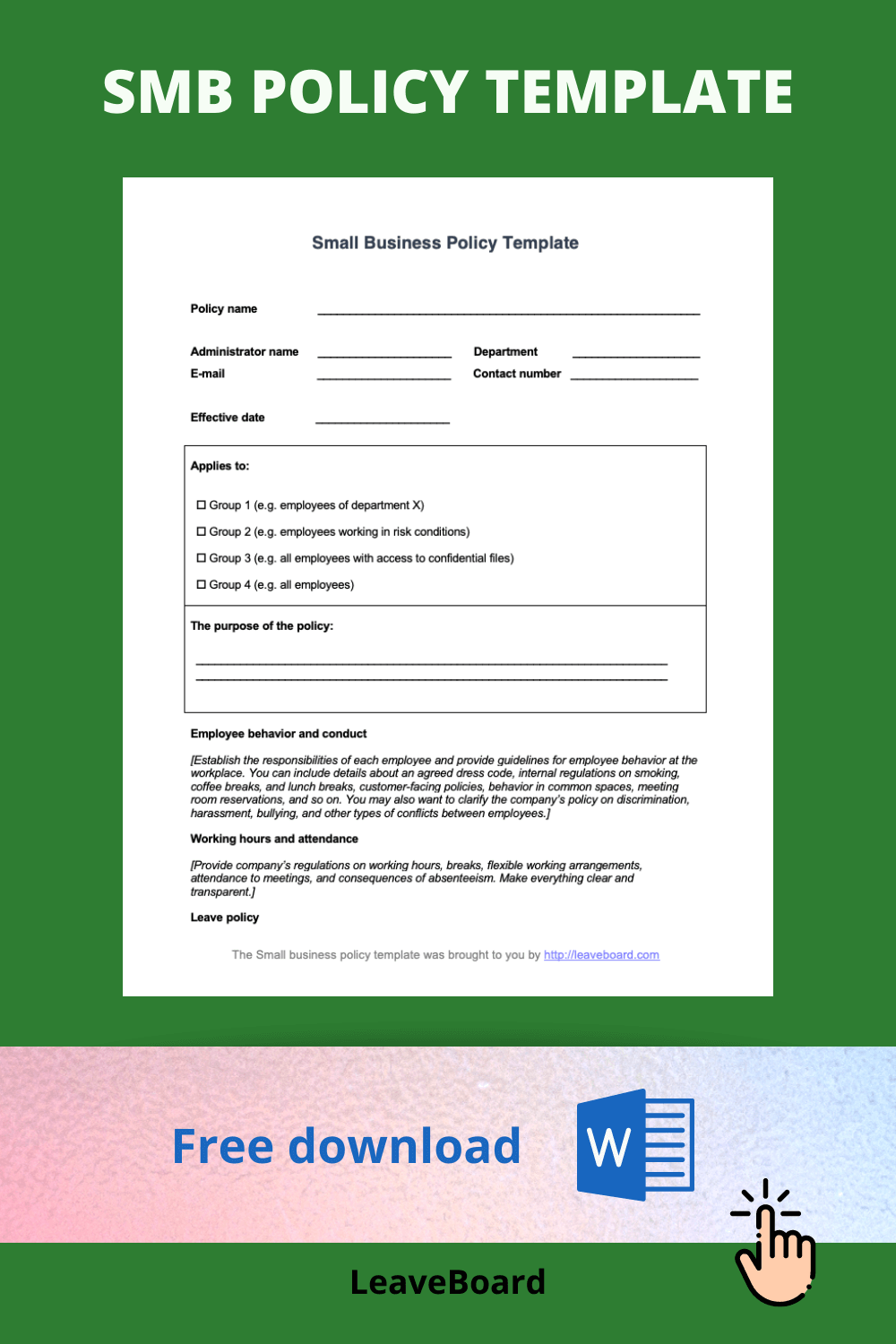Small Business Policy Template Leave Board