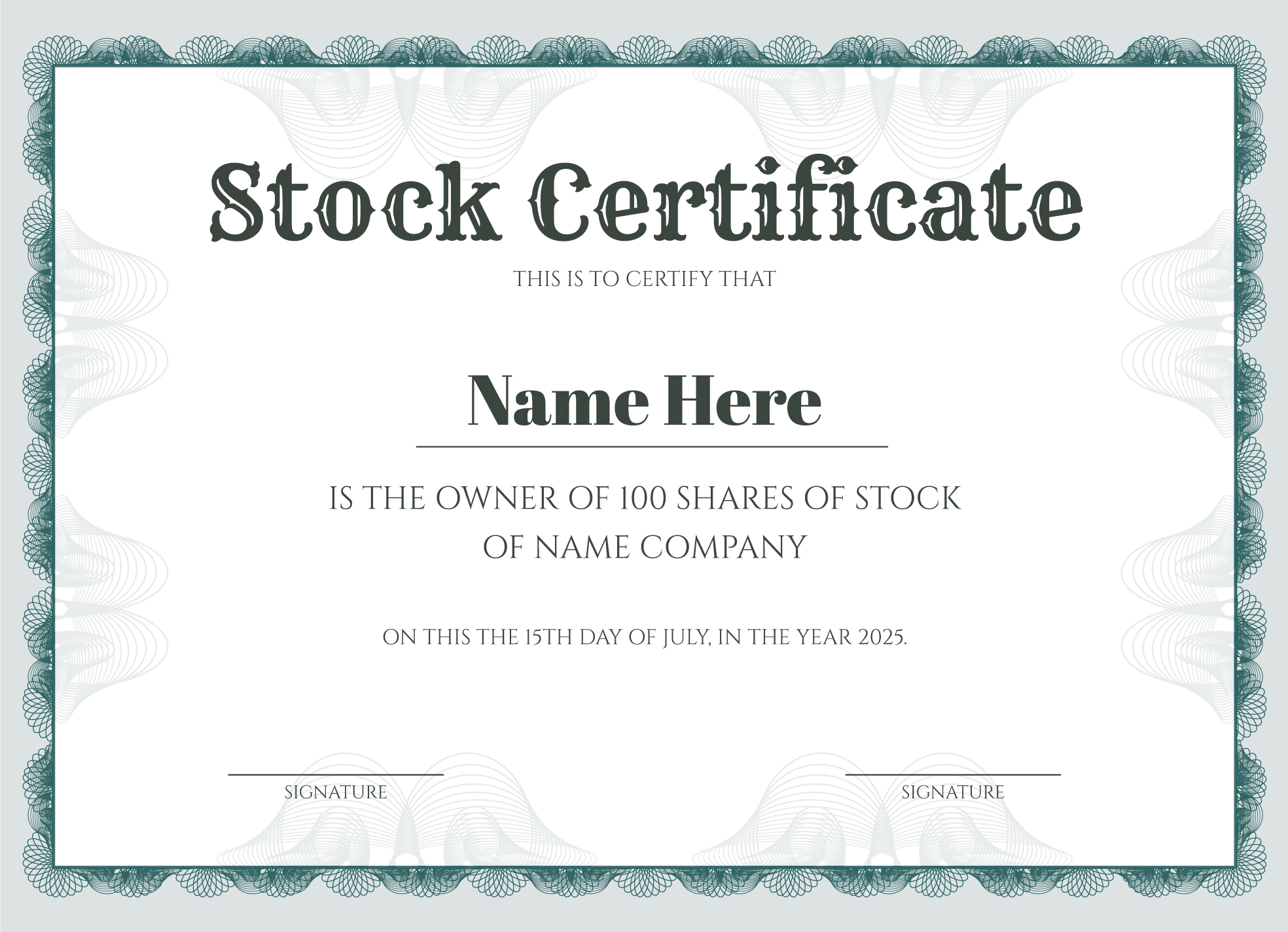 Stock Certificate Free Google Docs Template Gdoc io
