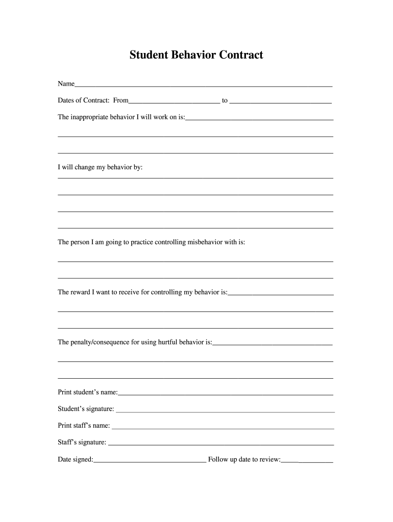 behavior contract template