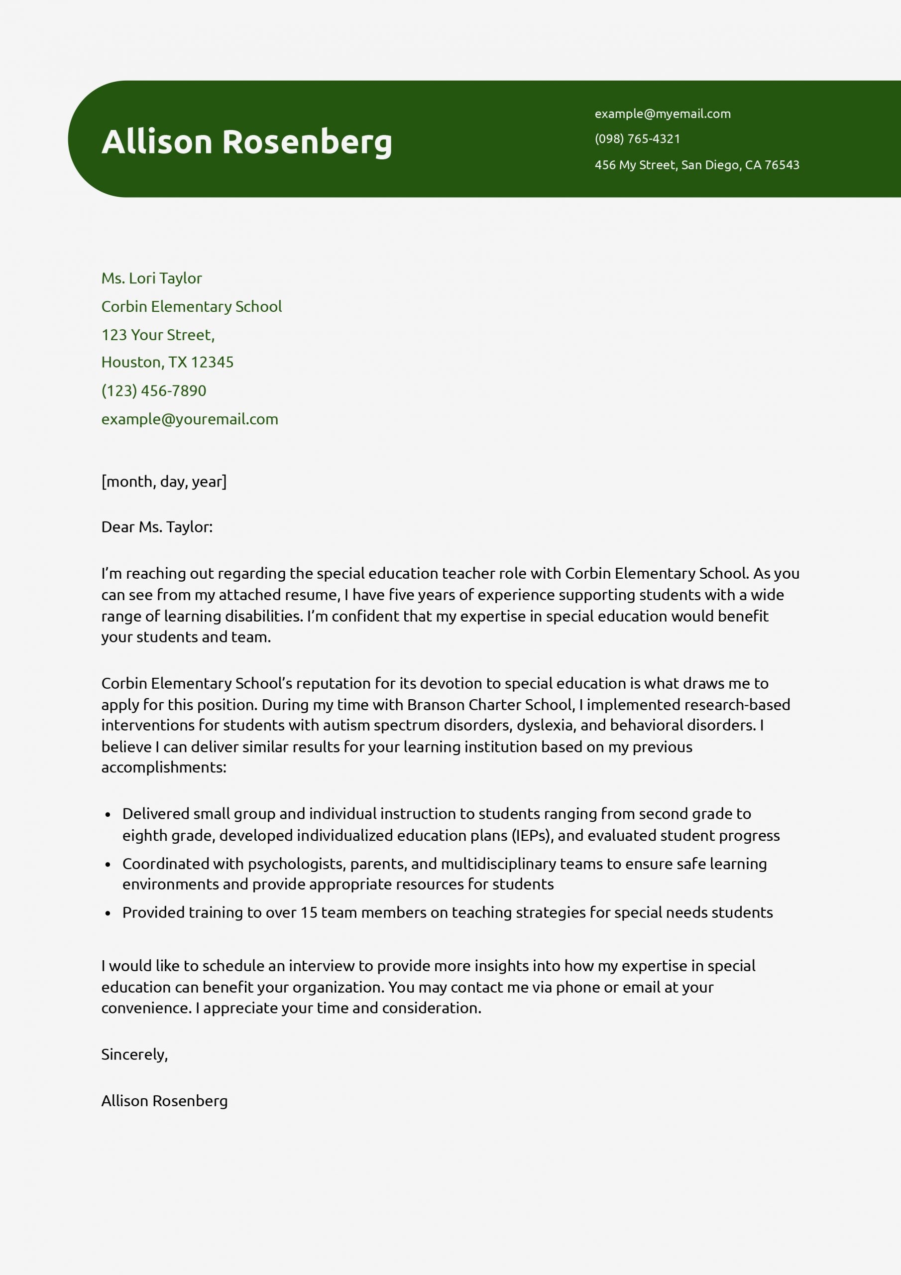 Teacher Cover Letter Examples And Templates For 2026 ResumeBuilder