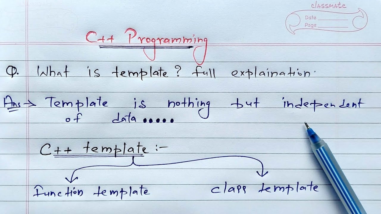Template In C Function Template In C Class Template In C YouTube