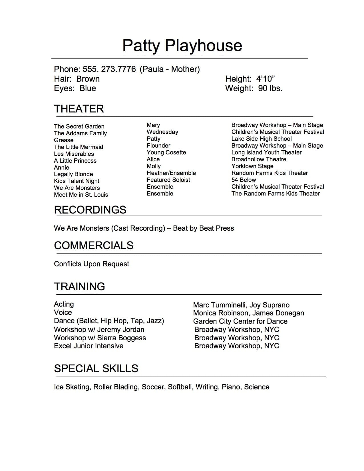The Art Of The Perfect Theatrical RESUME Broadway Workshop
