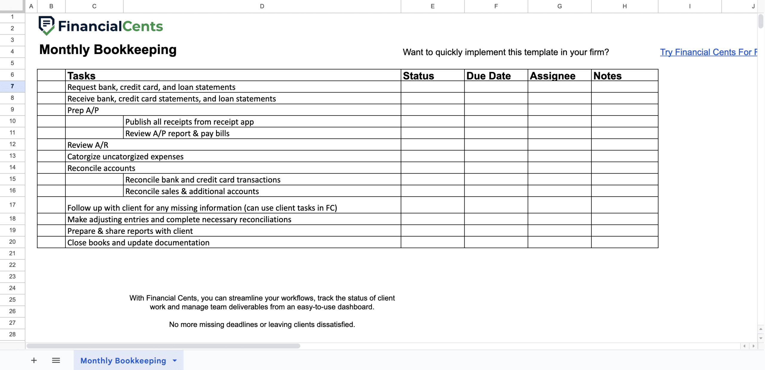 The Ultimate Bookkeeping Checklist To Streamline Your Firm Free Templates Financial Cents