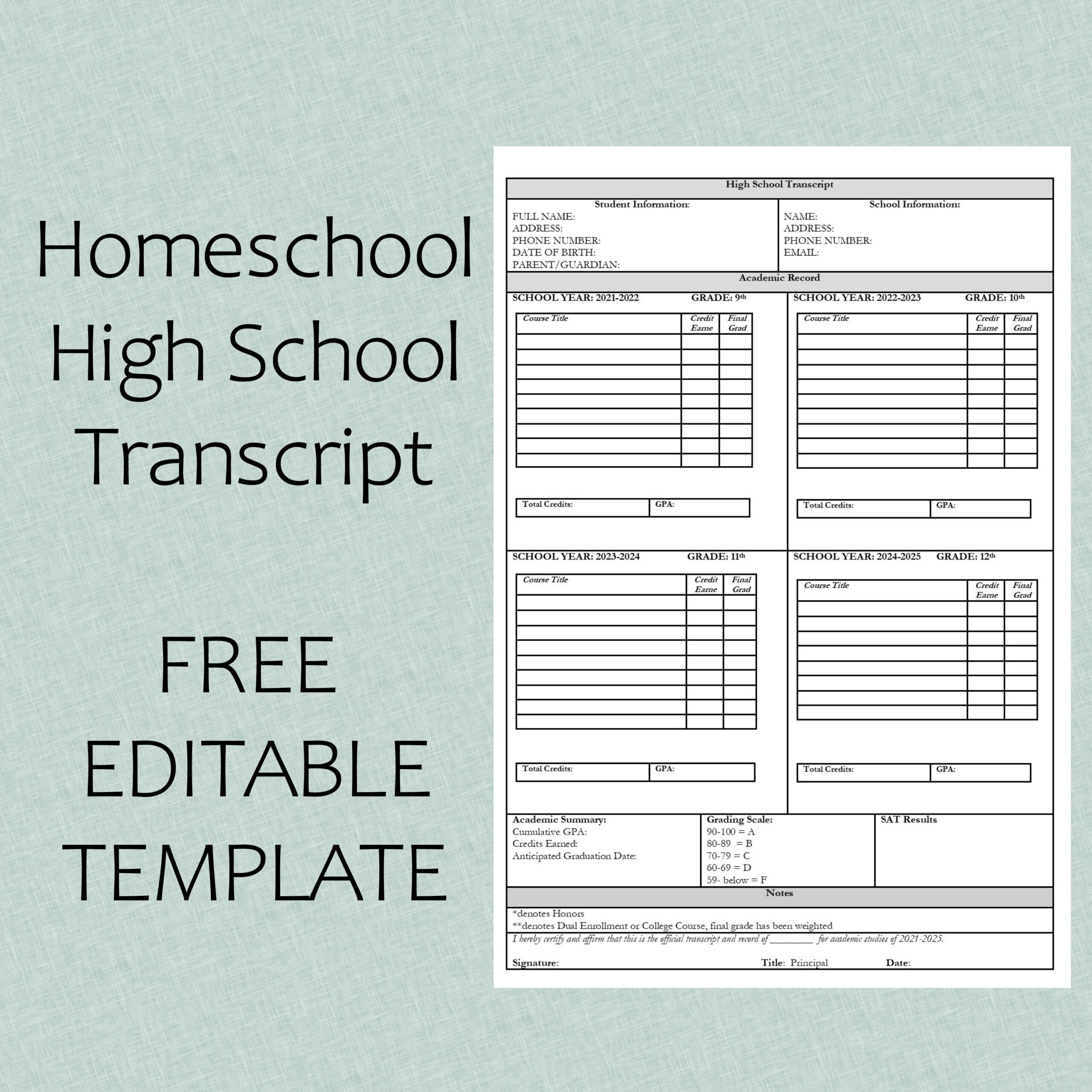 To The Rock Homeschool Homeschool High School Transcript Free Editable Template To The Rock Homeschool Homeschool High School Transcript Free Editable Template