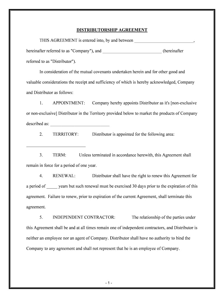 exclusive distribution agreement template