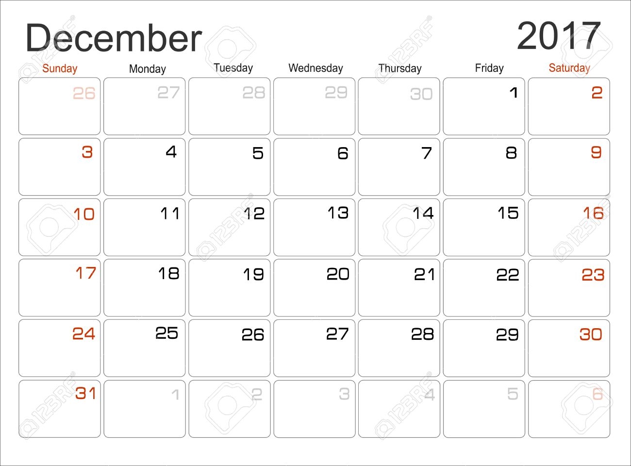 Vector Planning Calendar December 2017 Royalty Free SVG Cliparts Vectors And Stock Illustration Image 52780991