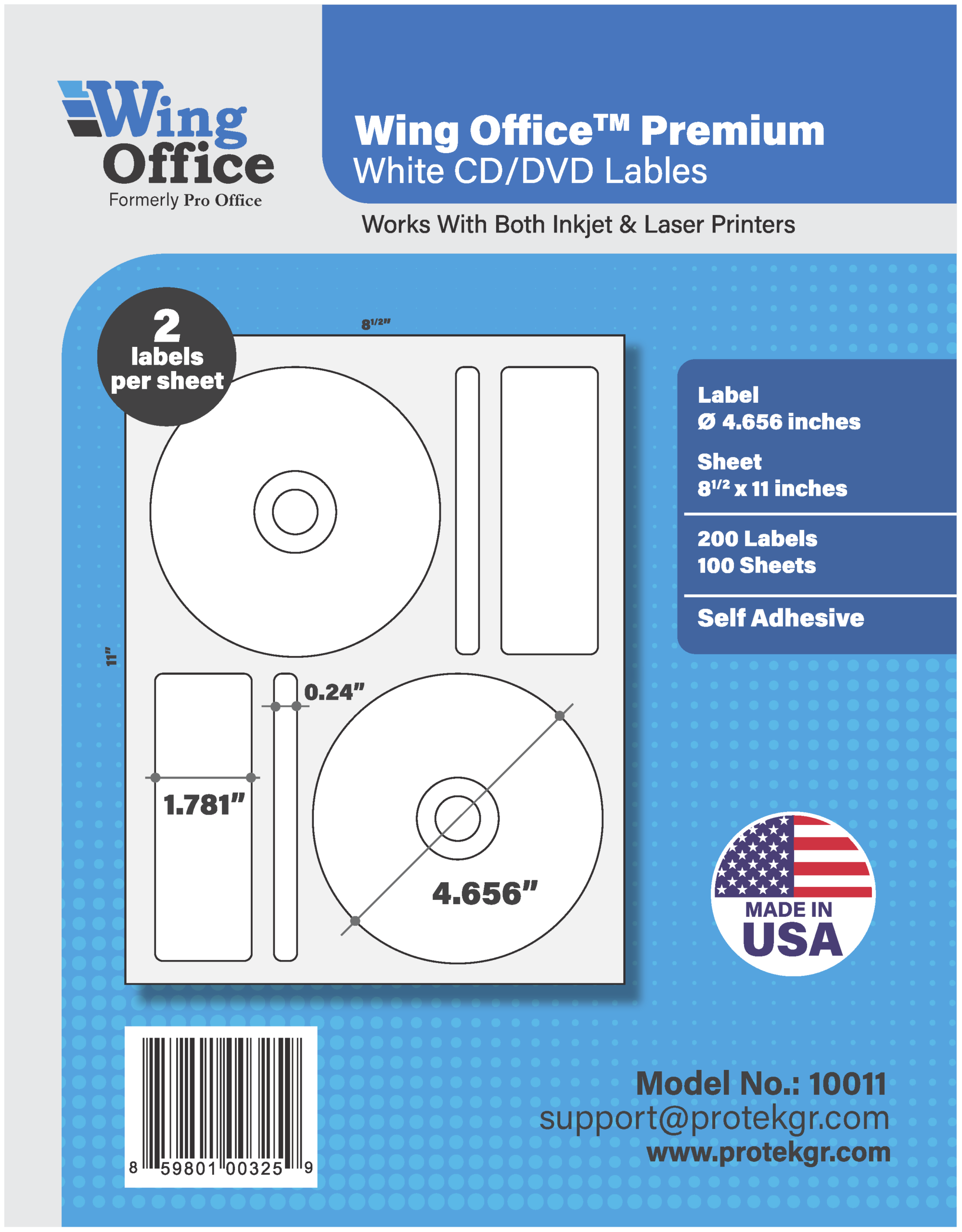Wing Office CD DVD Labels Matte Memorex Core Compatible ProTEKgr