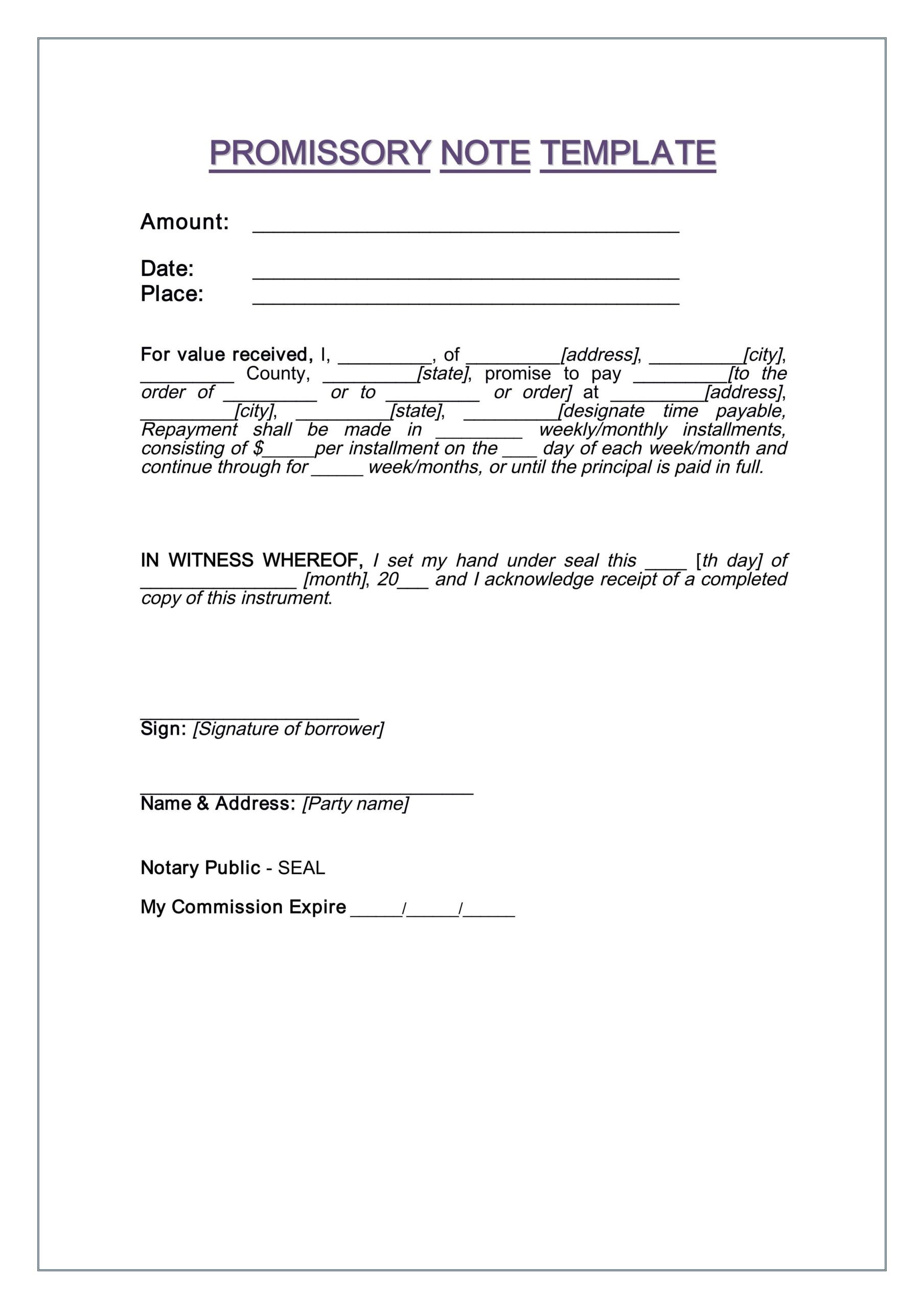 WORD Of Promissory Note Template doc WPS Free Templates