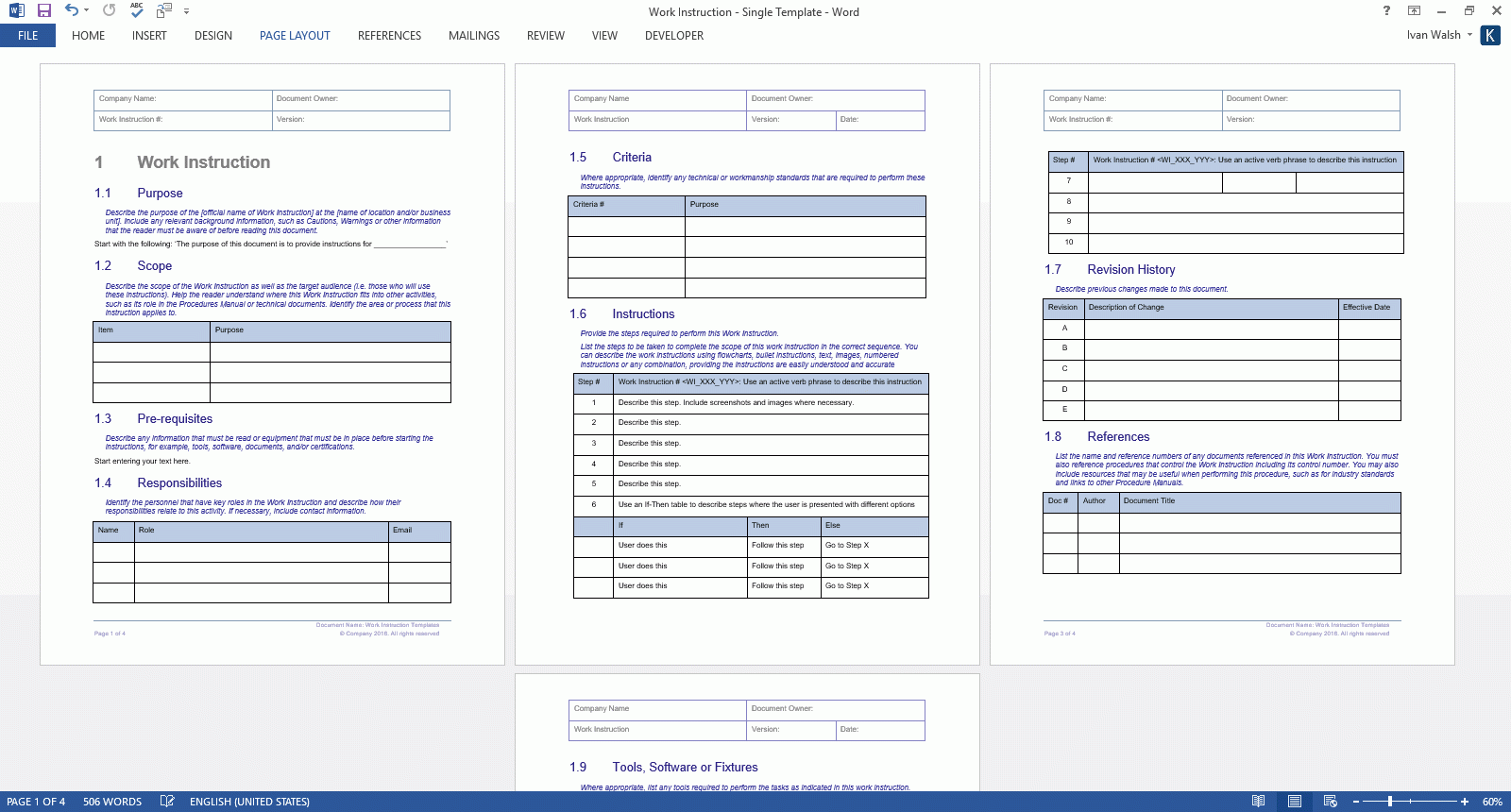 work instruction template work instruction template