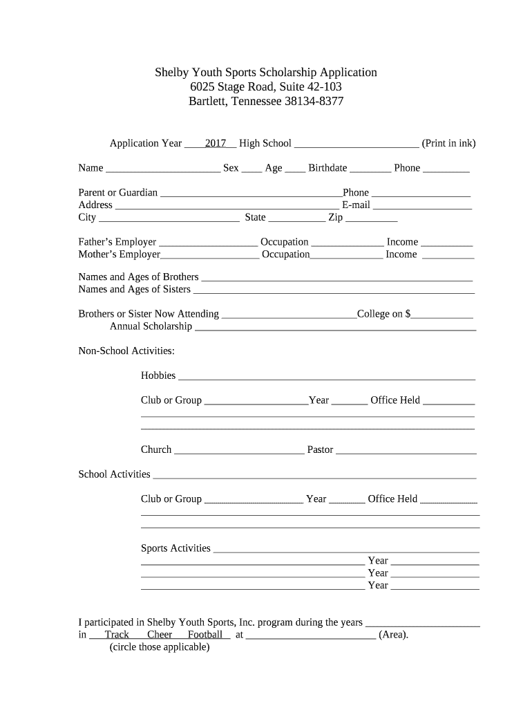 scholarship application template scholarship application template